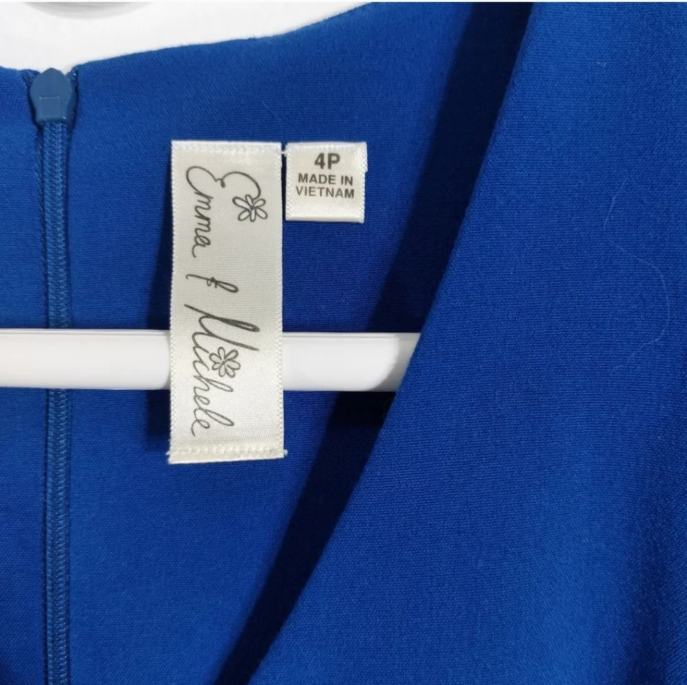 Emma & Michelle Royal Blue V-Neck Bodycon Dress Petite 4P - Picture 5 of 12